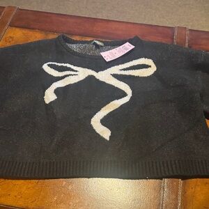 Wild Fable Black Sweater with White Bow Accent